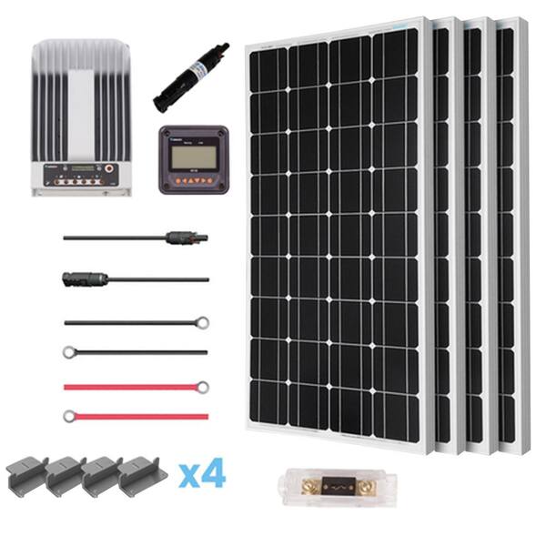 Renogy 400-Watt 12-Volt Mono Solar Premium Kit for Off-Grid Solar System