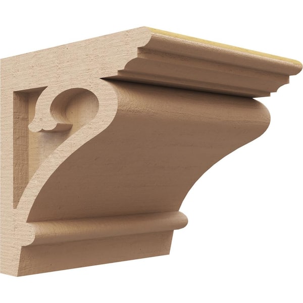 Ekena Millwork 6 in. x 6 in. x 6 in. Series 1 Wide Mayflower Rough Cedar Woodgrain Timberthane Polyurethane Corbel, Primed Tan