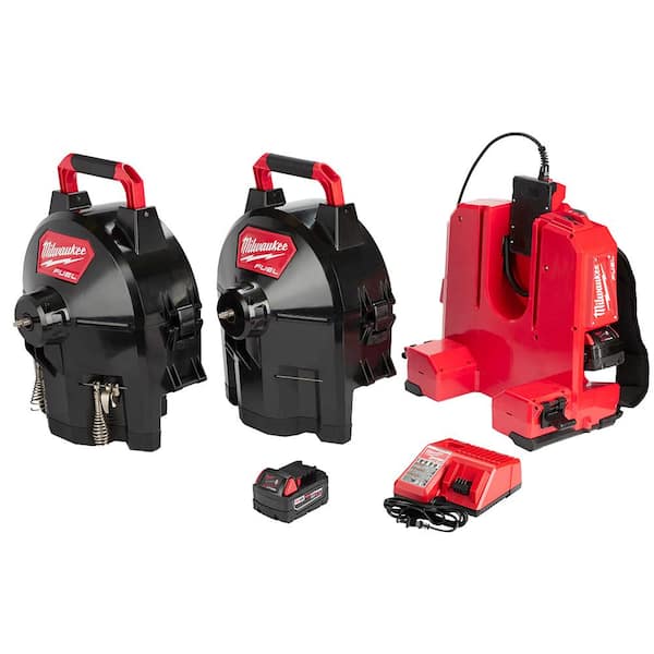 Milwaukee - M18 FUEL 18-Volt Lithium-Ion Brushless Cordless Drain Cleaning 1/2 in. Switch Pack Sectional Drum System Kit