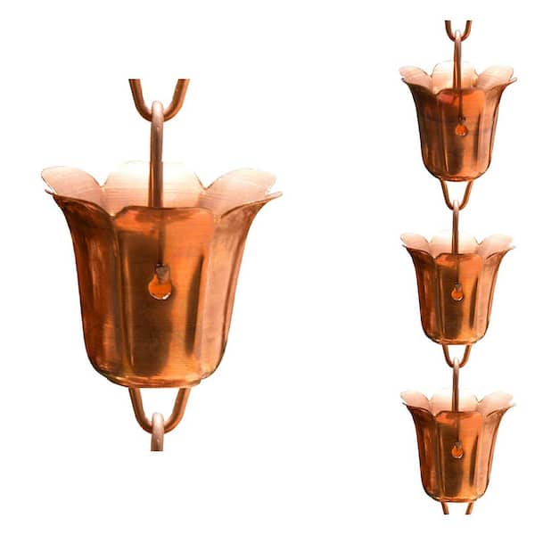 Monarch Rain Chains 81/2 ft. L Monarch Pure Copper Tulip Rain Chain