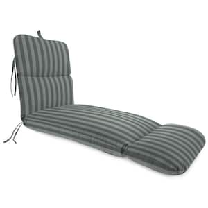 74 in. x 22 in. Conway Smoke Grey Stripe Rectangular Knife Edge Outdoor Chaise Lounge Cushion with Ties and Hanger Loop