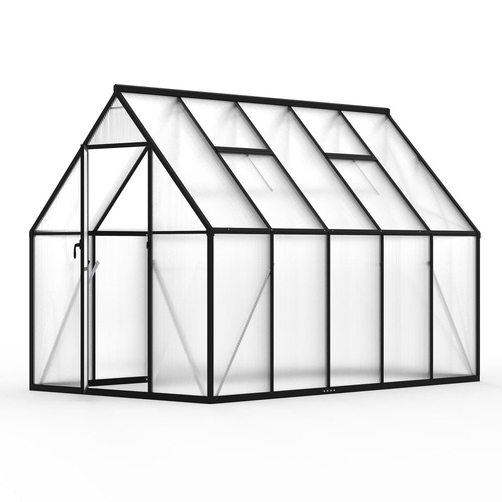 6 ft. W x 10 ft. D Greenhouse for Outdoors, Polycarbonate Greenhouse with Roof Vent, Enhanced Aluminum Frame for Garden price history on PriceWatchPro