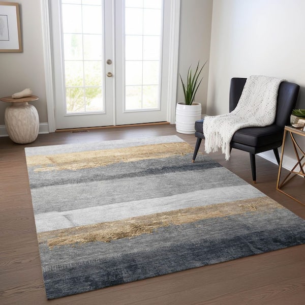 Chantille Machine Washable Indoor/Outdoor Abstract ACN1883 Gold 5 ft. x 7 ft. 6 in. Accent Rug
