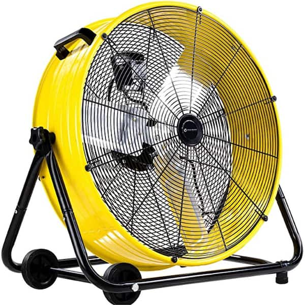 24 in. Drum Fan, 8100 CFM Air Circulation High Velocity Industrial Fan with 360° Adjustable Tilt in Yellow