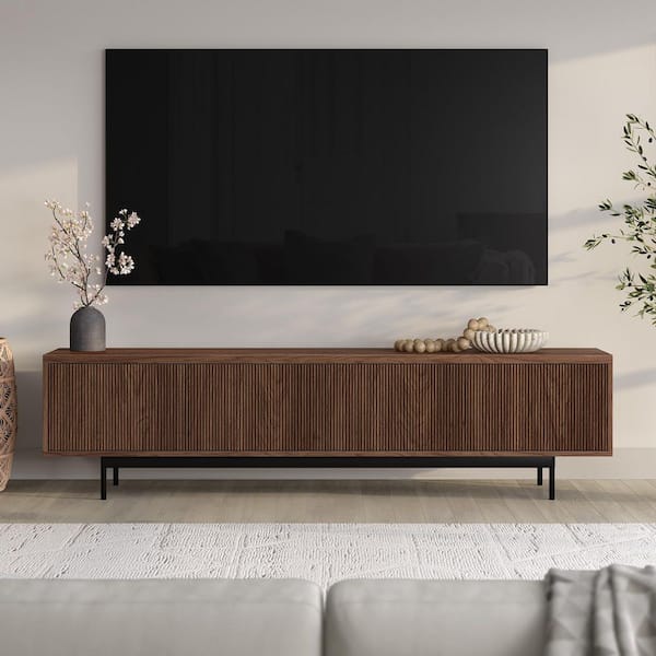Meyer&Cross Whitman 78.5 in. Satin Walnut TV Stand Fits TV's up to