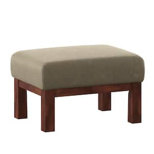 Olive Mission-Style Wood Ottoman