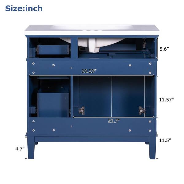 EPOWP 36 in. W x 18 in. D x 35 in. H Single Sink Freestanding Bath