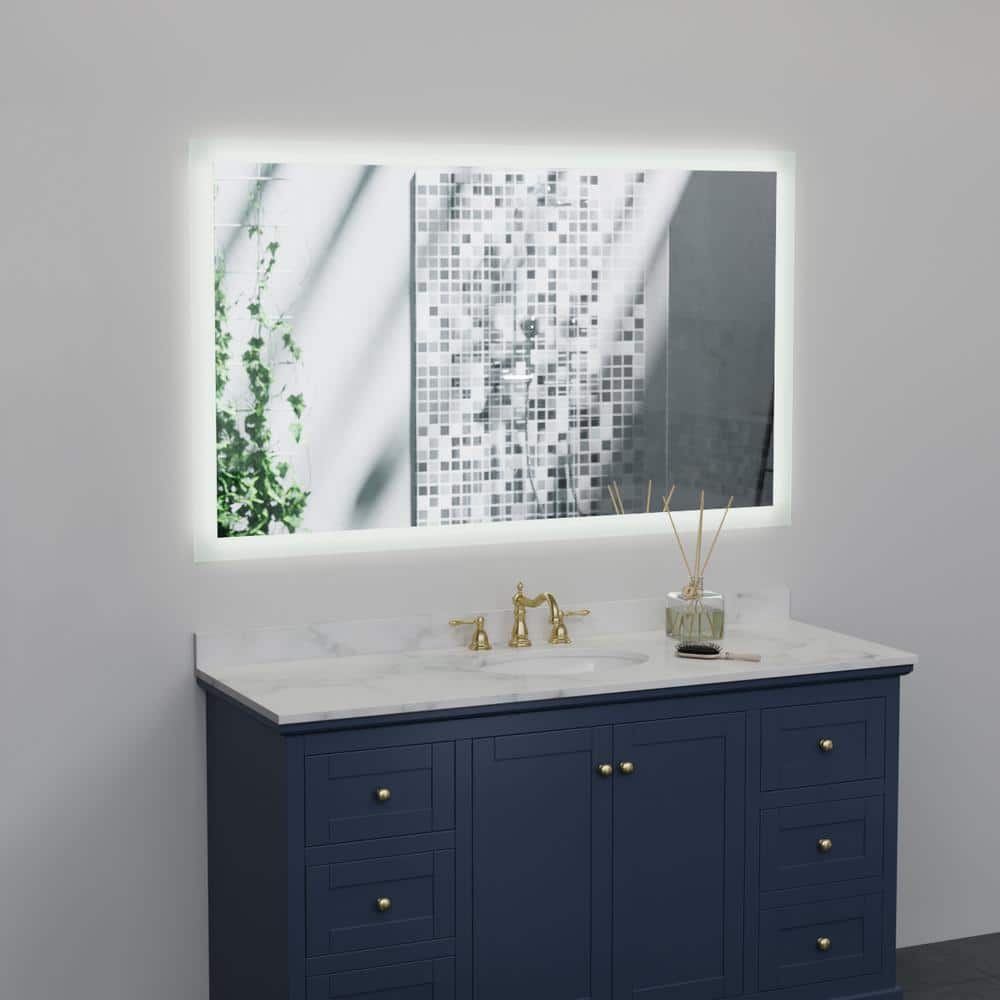 Arpella 60" Silver LED Backlit Vanity Bathroom Mirror with Dimmer