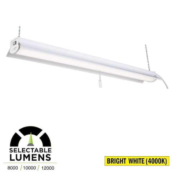 4 ft. Linkable Integrated LED White Plug-In Shop Light, Selectable 8000/10000/12000 Lumens, 4000K, Garage (1-Pack)
