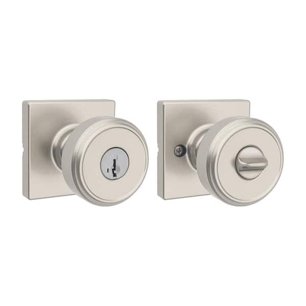 Kwikset Maven Satin Nickel Square Keyed Entry Doorknob with Smart Key Technology