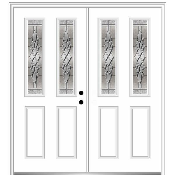 MMI Door 60 in. x 80 in. Grace Left-Hand Inswing 2-Lite 2-Panel Decorative Primed Steel Prehung Front Door on 6-9/16 in. Frame