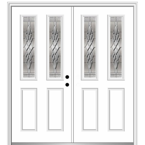 MMI Door 72 in. x 80 in. Grace Left-Hand Inswing 2-Lite 2-Panel Decorative Primed Steel Prehung Front Door on 6-9/16 in. Frame