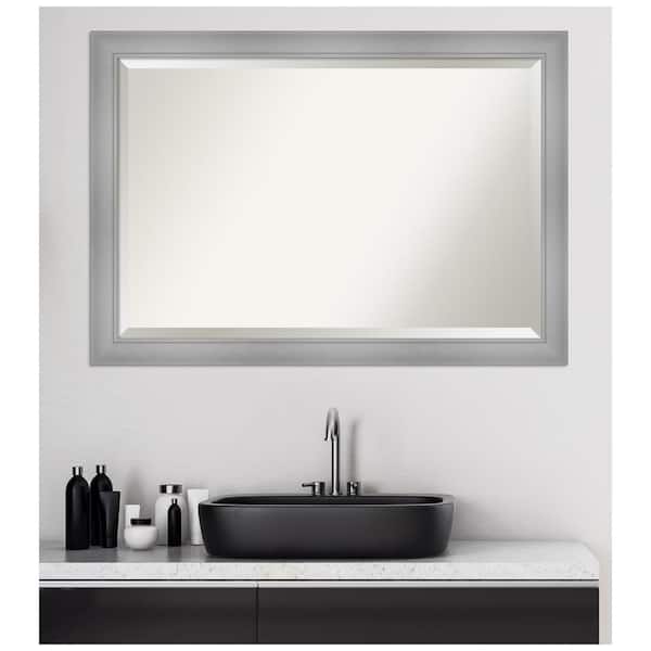 Amanti Art Medium Rectangle Flair Polished Nickel Beveled Glass