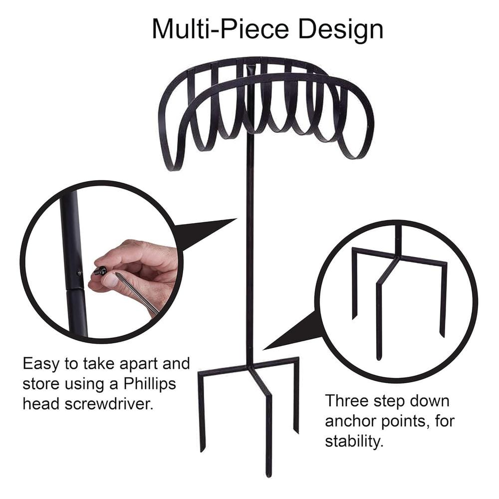 Black Steel Decorative Garden Hose Holder Stand
