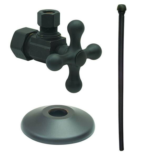 BrassCraft Faucet Kit: 1/2 in. Comp x 3/8 in. Comp 1/4-Turn Angle Ball Valve with 20 in. Riser and Flange in Oil Rubbed Bronze