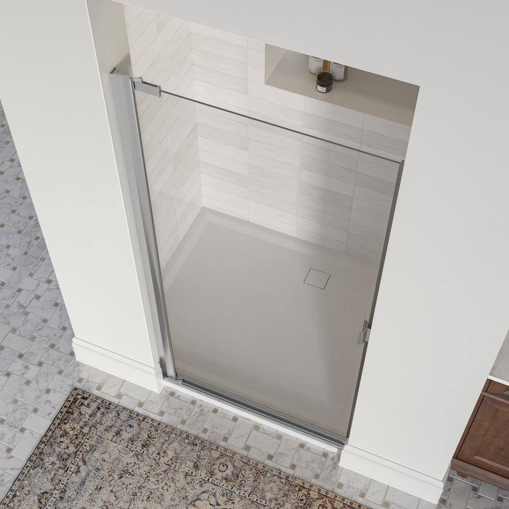 Armon 66" Chrome Semi-Frameless Pivot Shower Door with Clear Glass