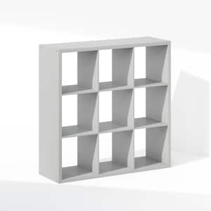 Cubic 43.78 in. Tall Light Grey Wood 9-Cube Bookcase