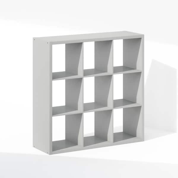Furinno Cubic 43.78 in. Tall Light Grey Wood 9-Cube Bookcase