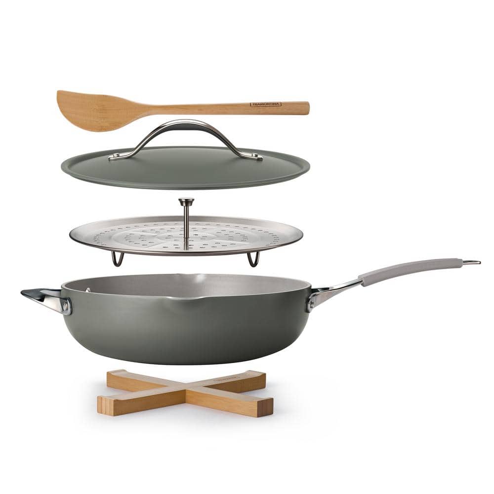 Charcoal Gray 5 Qt Aluminum Non-Stick Ceramic Cookware Set