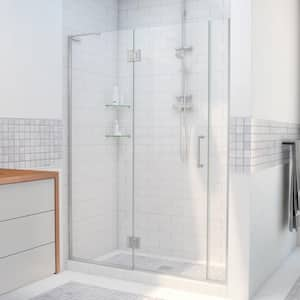 Unidoor-X 36.5 to 37 in. x 72 in. Frameless Hinged Shower Door in Brushed Nickel