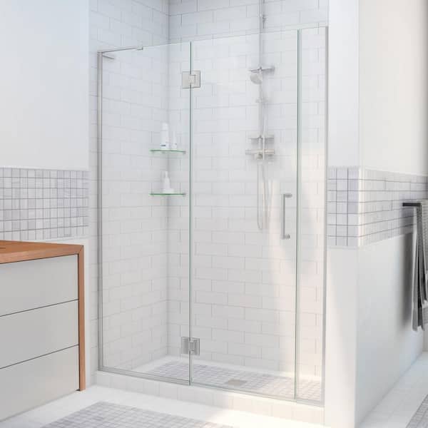 DreamLine Unidoor-X 36.5 to 37 in. x 72 in. Frameless Hinged Shower Door in Brushed Nickel