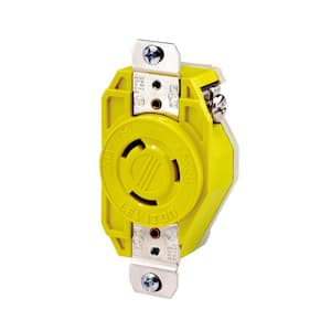 20 Amp 125-Volt Flush Mounting Locking Outlet Industrial Grade Grounding Corrosion Resistant, Yellow
