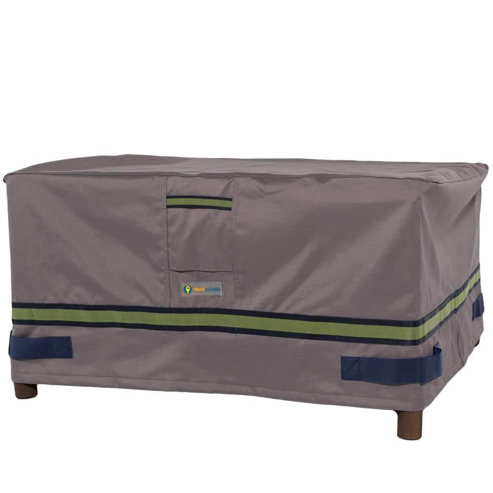 Gray Waterproof Polyester Small Table/Ottoman Cover with Handles