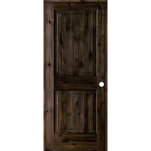 30 in. x 80 in. Rustic Knotty Alder Wood 2 Panel Square Top Left-Hand/Inswing Black Stain Single Prehung Interior Door