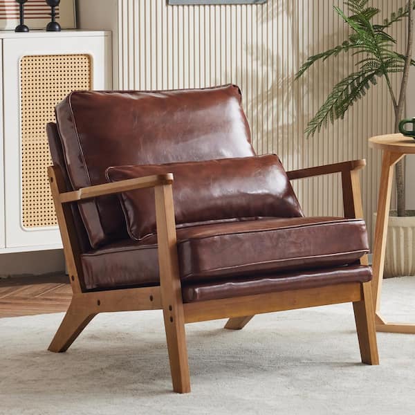 Karl home Dark Brown Arm Chair with Wide Armrest