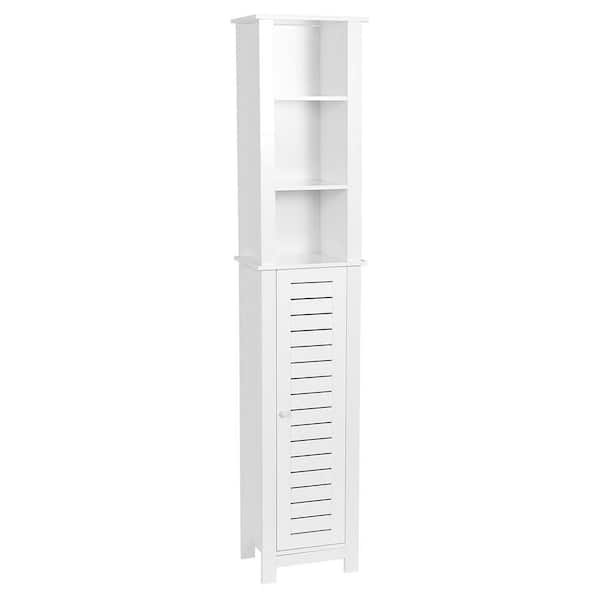 Santorin13. 14 in. W x 10.4 in. D x 68 in. H White Freestanding Linen Cabinet in White Satin