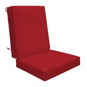 Outdoor Highback Dining Chair Cushion Textured Solid Imperial Red