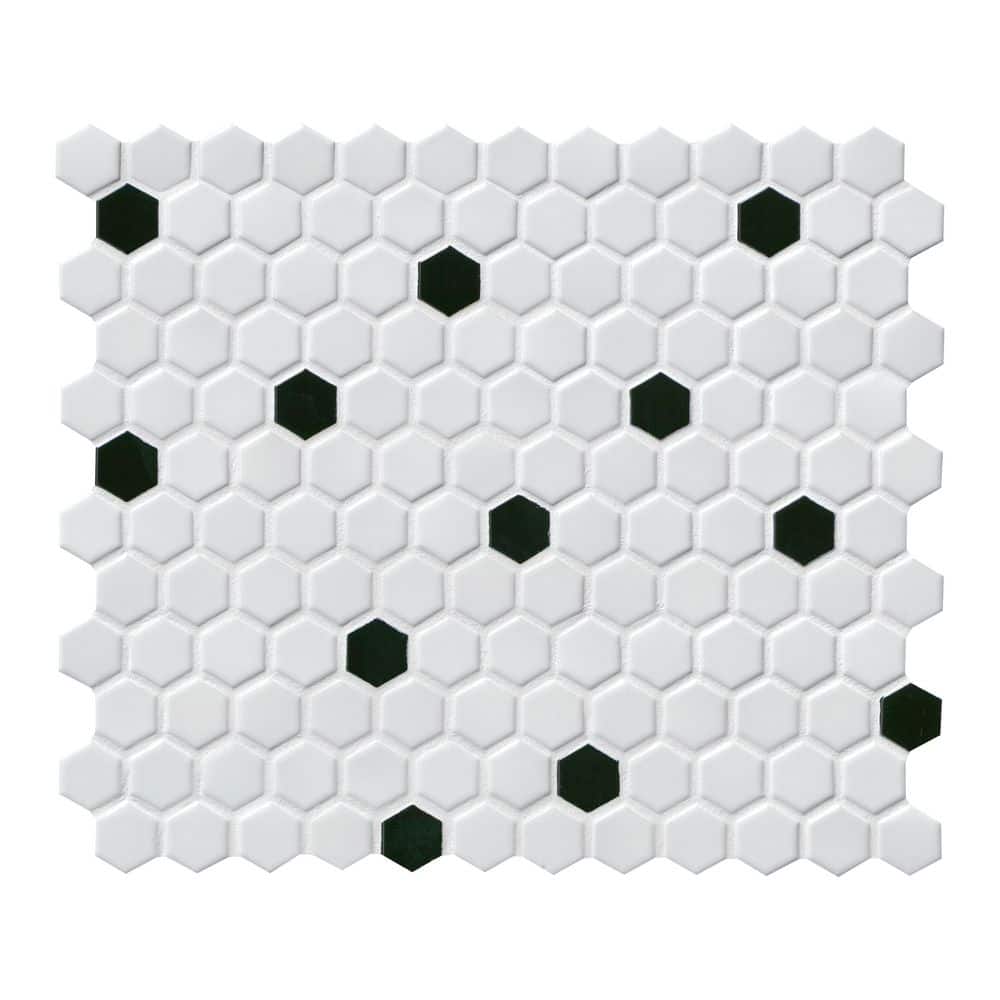 Take Home Tile Sample - Retro Brick White and Black 4 in x 4 in Hexagon Matte Porcelain Mosaic Tile price history on PriceWatchPro