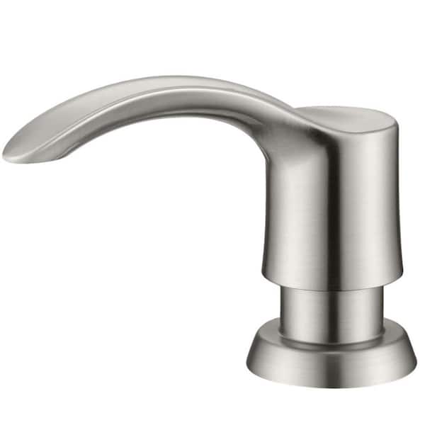 Brushed Nickel Kitchen Sink Soap Dispenser with Large Bottle, Built in Sink Soap Dispenser Refill from Top