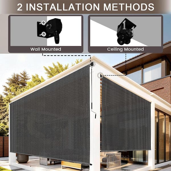 8 x 8 Outdoor Gazebo Pergola Roller Shades, Cordless Roll Up