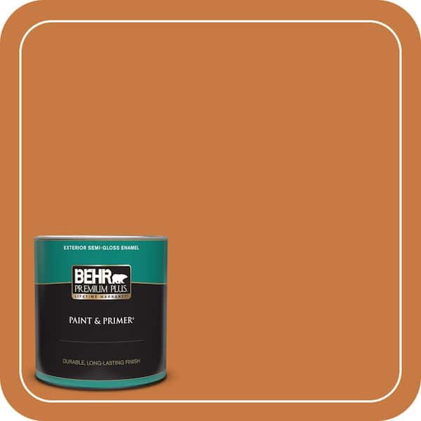 BEHR PREMIUM PLUS 1 qt. #M230-7 Rumba Orange Semi-Gloss Enamel Exterior Paint & Primer