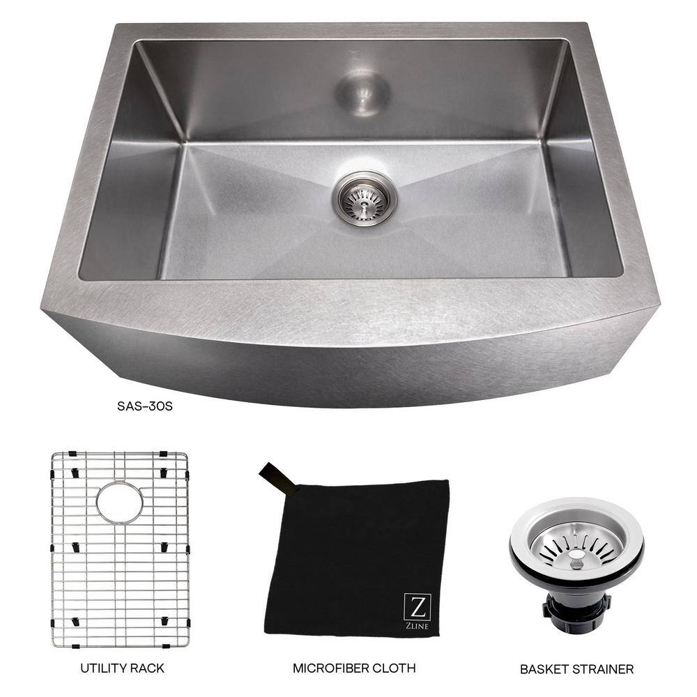 Zermatt 30" Stainless Steel Farmhouse Apron Single Bowl Sink