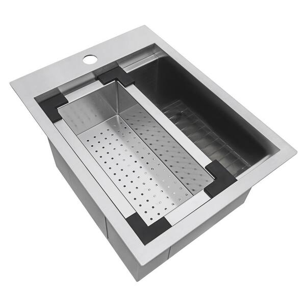 Ruvati 15 in. x 20 in. Single Bowl Workstation Drop-In Marine