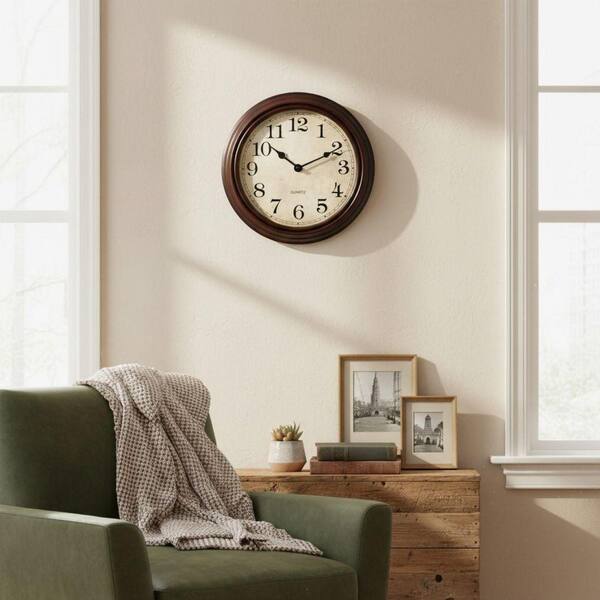 12 Inch Bronze Wall Clock Silent Non Ticking, Battery Operated