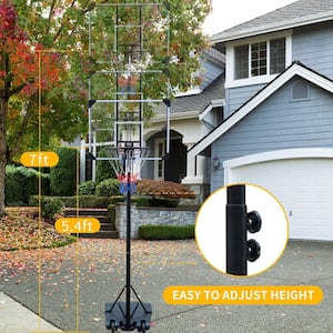 Indoor and Outdoor Portable Basketball Hoop/Goal with 5.4 ft. x 7 ft. Height Adjustable and Wheels