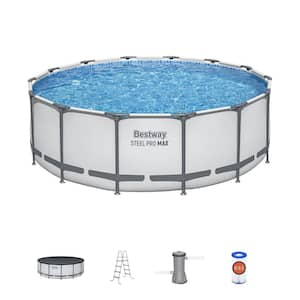 Steel Pro MAX 168 in. Round 48 in. D Above Ground Swimming Metal Frame Pool Set