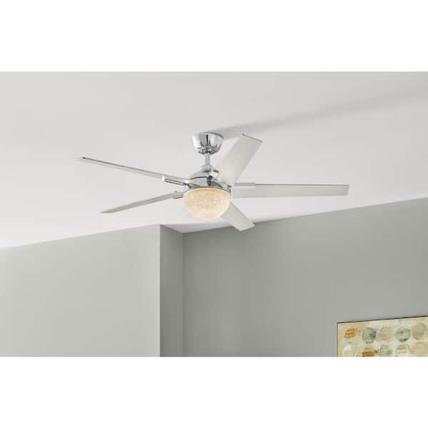 Esala 52 in. Indoor Chrome Ceiling Fan with Adjustable White Integrated LED with Remote Included