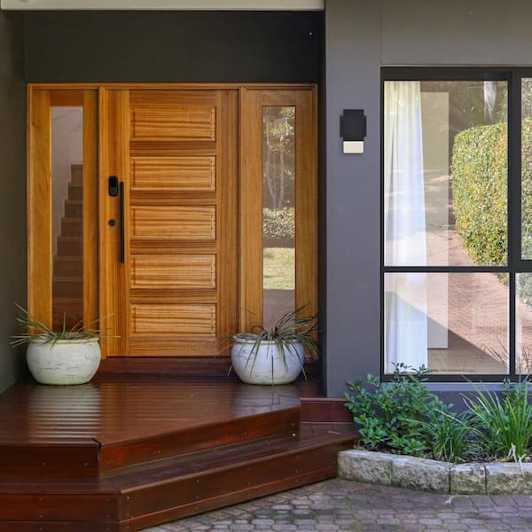 Willowsong Black 1-Light Outdoor Line Voltage Hardwired Porch Light Wall Sconce with No Bulbs Included