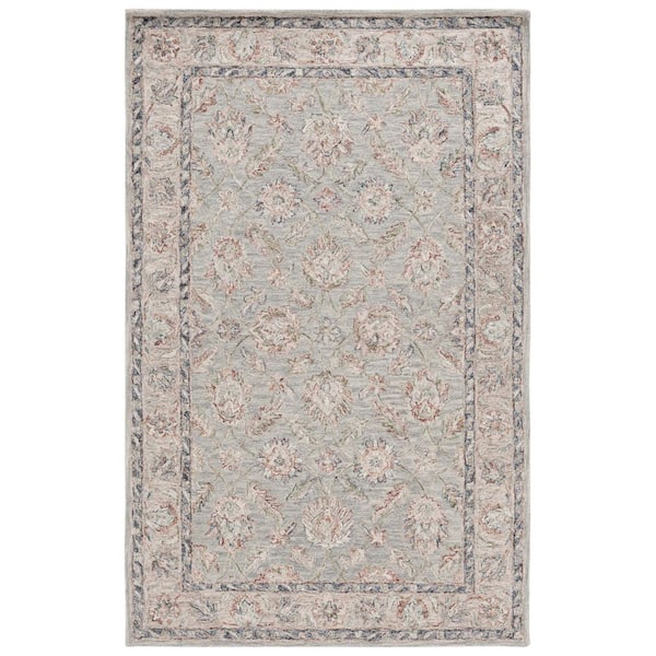 Metro 6 ft. x 9 ft. Gray/Rust Abstract Floral Border Area Rug