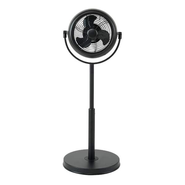 Retro 8 in. 3 Fan Speeds Pedestal Fan in Black with Adjustable Height, Suitable for Industrial, Commercial, Residential