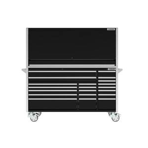 72 in. W x 24.5 in. D Professional Duty 20-Drawer Mobile Workbench Tool Storage Combo with Top Tool Chest Hutch in Black