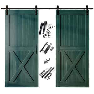 48 in. x 84 in. X-Frame Royal Pine Double Pine Wood Interior Sliding Barn Door with Hardware Kit, Non-Bypass