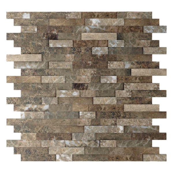 Inoxia SpeedTiles Bengal Brown 11.77 in. x 11.57 in. x 8 mm Stone Self-Adhesive Wall Mosaic Tile (11.4 sq. ft. / case)