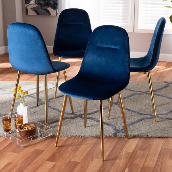 Baxton Studio - Elyse Navy Blue Dining Chairs (Set of 4)