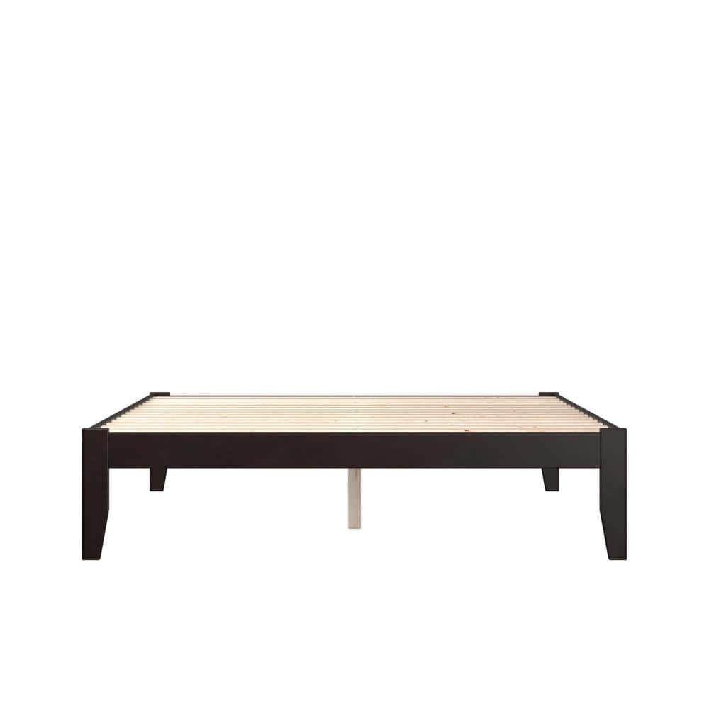 Espresso Queen Wood Frame Bed with USB Charger
