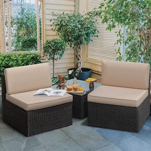 3-Pieces Patio Furniture Sets Sectional Sofa